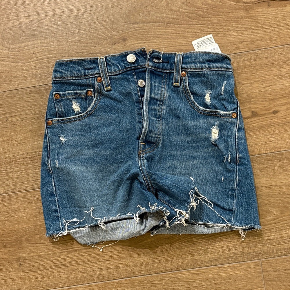 Levi's Blue Distressed Jean Shorts